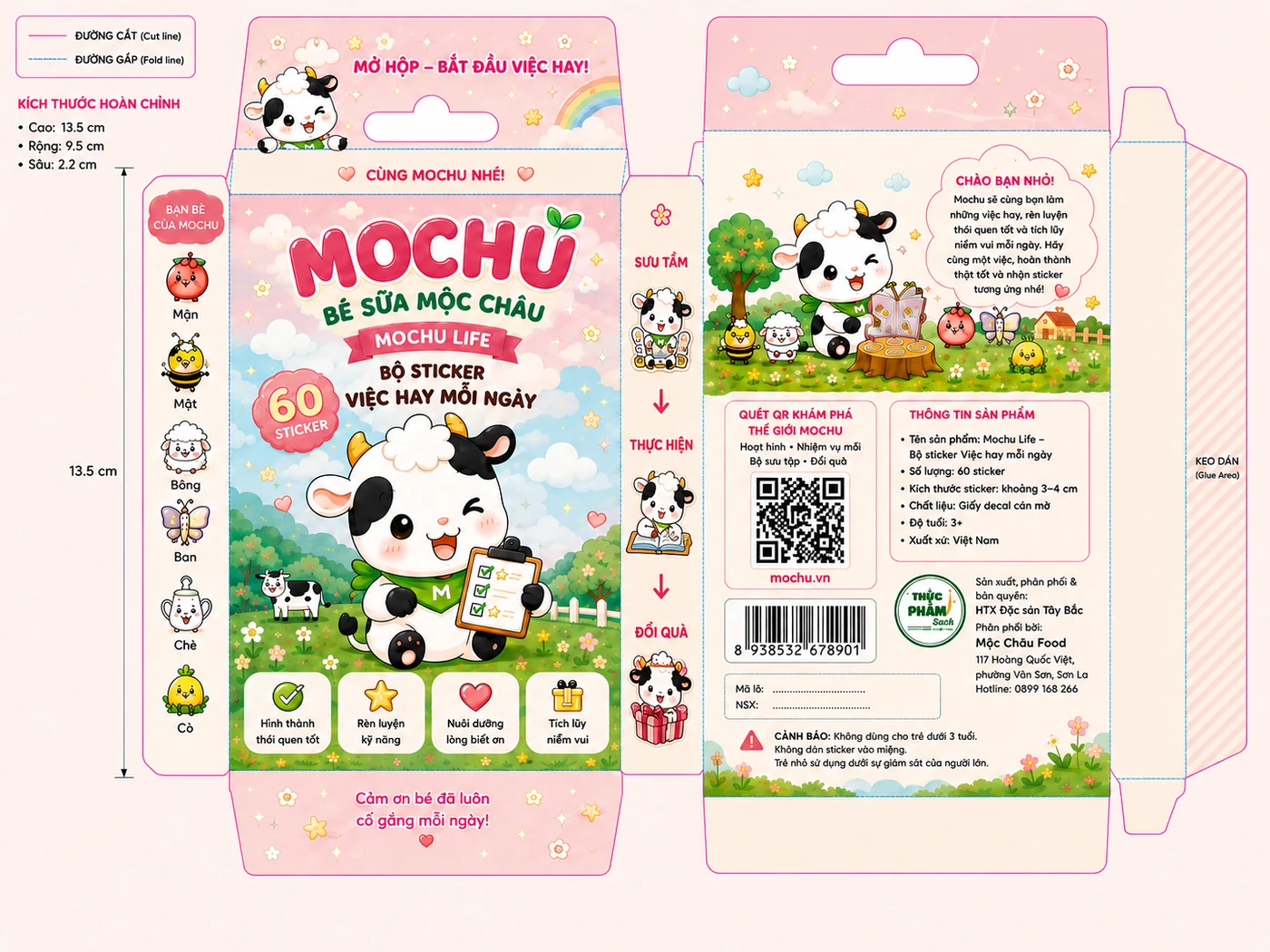 Bao bì bộ sticker Mochu Life